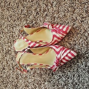 Talbots Red and White Striped Slingback Heels